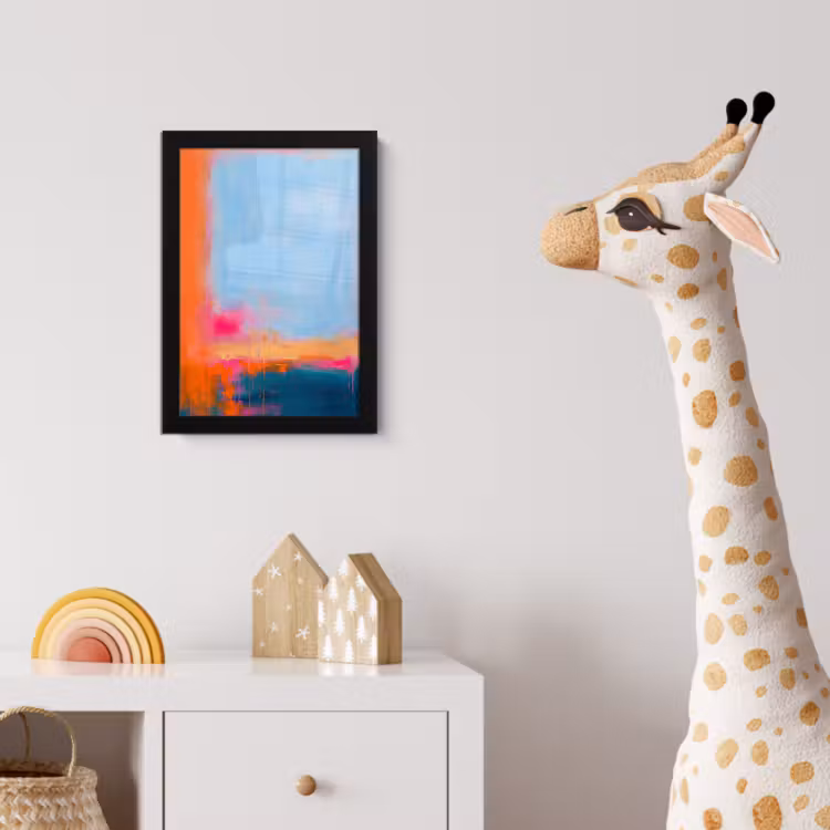 Abstract - Kleurvlakken - Modern - Oranje - Blauw fotolijst zwart zonder passe partout klein -usfeer4_kinderkamer