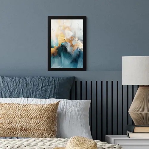 Abstract - Kunst - Gold - Blauw fotolijst zwart zonder passe partout klein -sfeer3