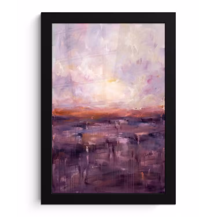 Abstract - Landschap - Modern - Paars - Oranje fotolijst zwart zonder passe partout klein -3d