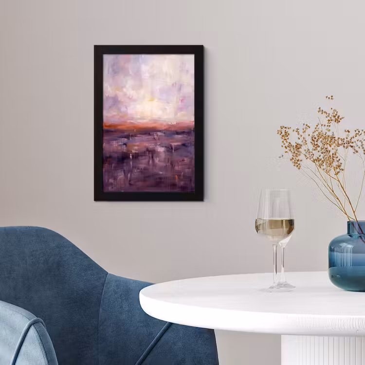 Abstract - Landschap - Modern - Paars - Oranje fotolijst zwart zonder passe partout klein -sfeer4