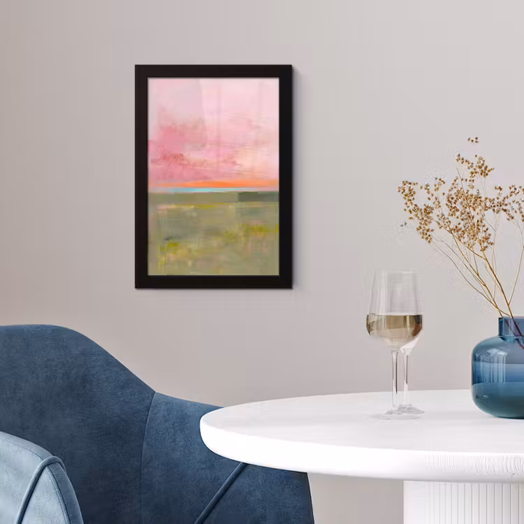 Abstract - Landschap - Modern - Roze - Oranje fotolijst zwart zonder passe partout klein -sfeer4