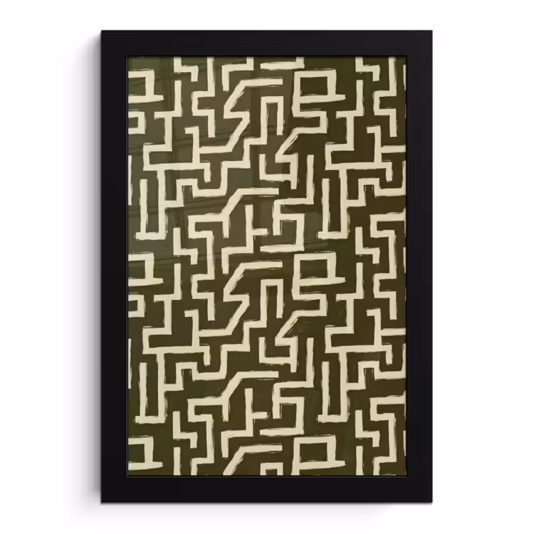 Abstract - Lijnen - Groen fotolijst zwart zonder passe partout klein 224 -3d