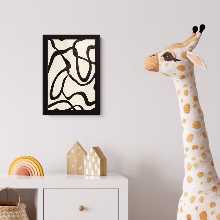 Abstract - Lijnen - Modern - Beige fotolijst zwart zonder passe partout klein -usfeer4_kinderkamer