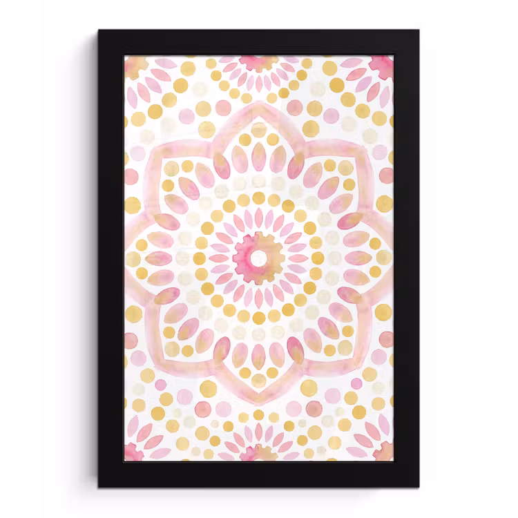 Abstract - Mandala - Kunst - Modern - Roze fotolijst zwart zonder passe partout klein -3d