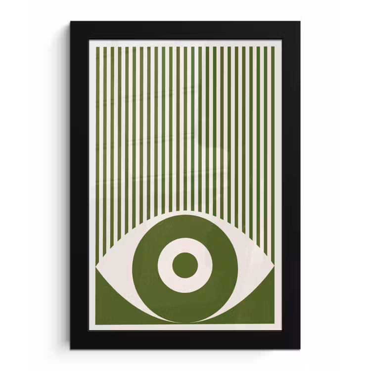 Abstract - Oog - Strepen - Modern - Groen fotolijst zwart zonder passe partout klein -3d