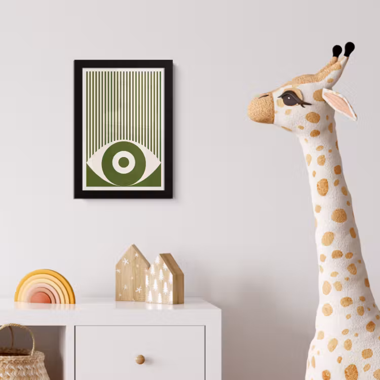 Abstract - Oog - Strepen - Modern - Groen fotolijst zwart zonder passe partout klein -usfeer4_kinderkamer