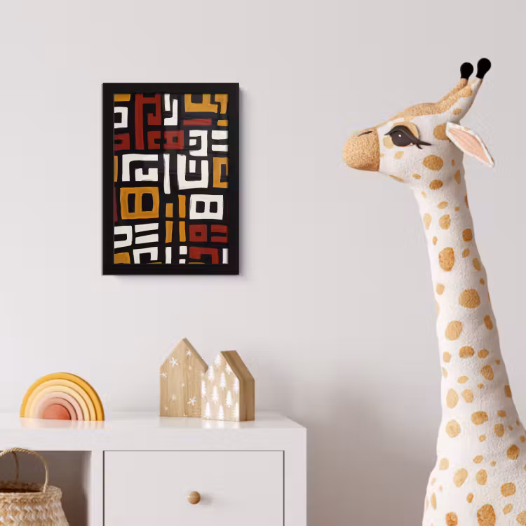 Abstract - Patroon - Rood fotolijst zwart zonder passe partout klein -usfeer4_kinderkamer