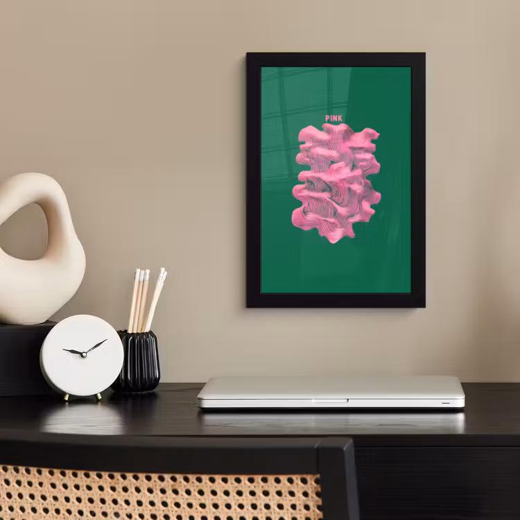 Abstract - Pink - Lijnen - Groen fotolijst zwart zonder passe partout klein -sfeer1