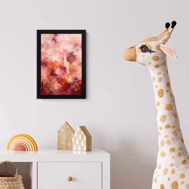 Abstract - Rood - Goud - Modern - Kunst fotolijst zwart zonder passe partout klein -usfeer4_kinderkamer