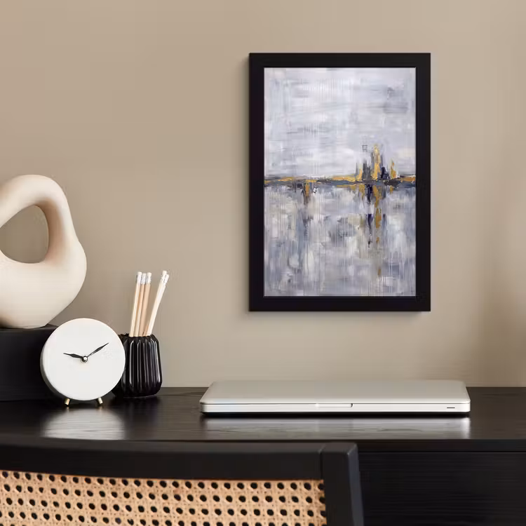 Abstract - Structuur - Goud - Grijs - Modern fotolijst zwart zonder passe partout klein -sfeer1