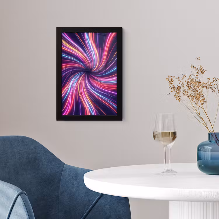 Abstract - Swirl - Futuristic - Neon fotolijst zwart zonder passe partout klein -sfeer4