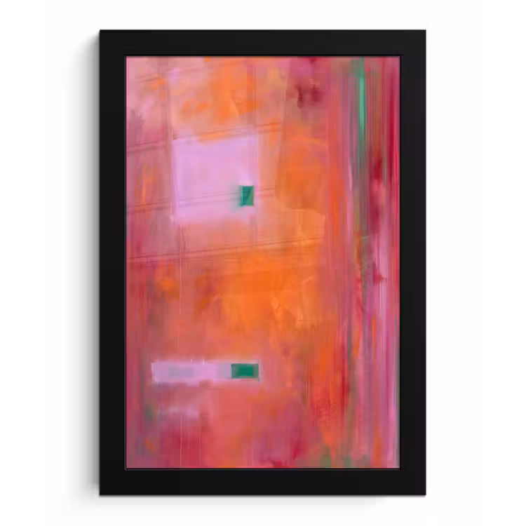 Abstract - Vlakken - Kunst - Modern - Oranje fotolijst zwart zonder passe partout klein -3d