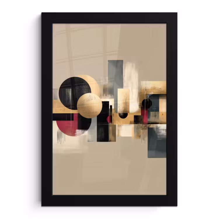 Abstract - Vormen - Beige - Texturen fotolijst zwart zonder passe partout klein -3d