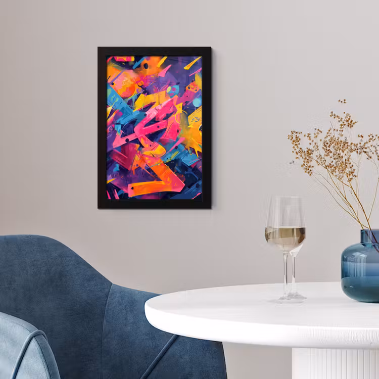 Abstract - Vormen - Kleurrijk fotolijst zwart zonder passe partout klein -sfeer4