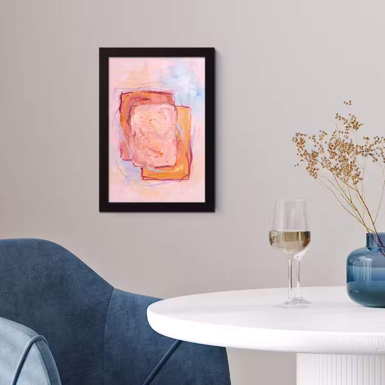 Abstract - Vormen - Modern - Roze fotolijst zwart zonder passe partout klein -sfeer4