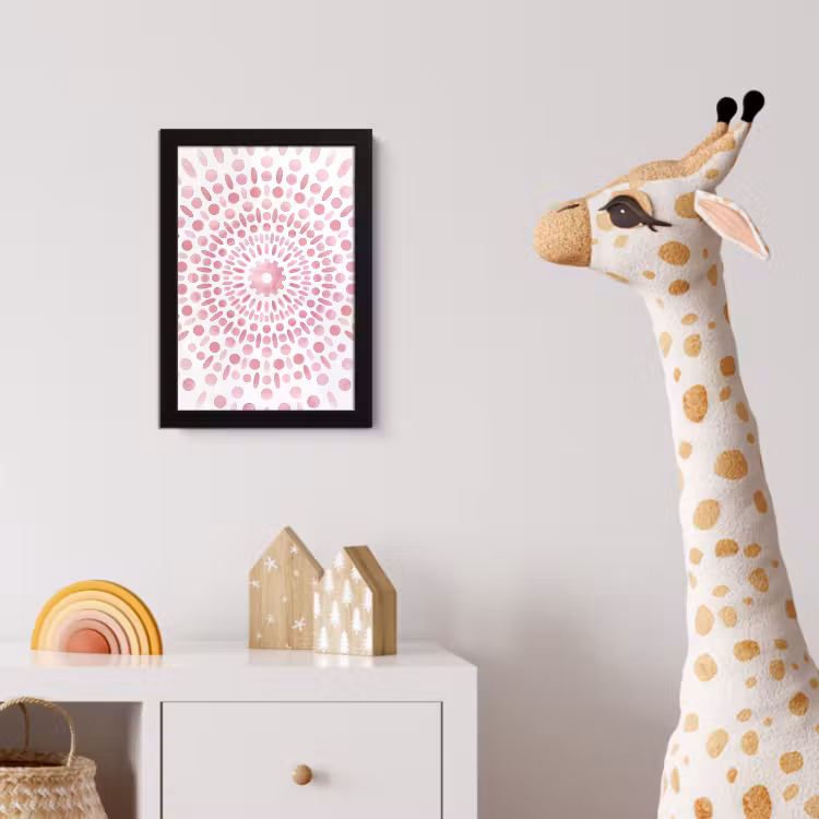 Abstract - Vormen - Patroon - Aquarel - Roze fotolijst zwart zonder passe partout klein -usfeer4_kinderkamer
