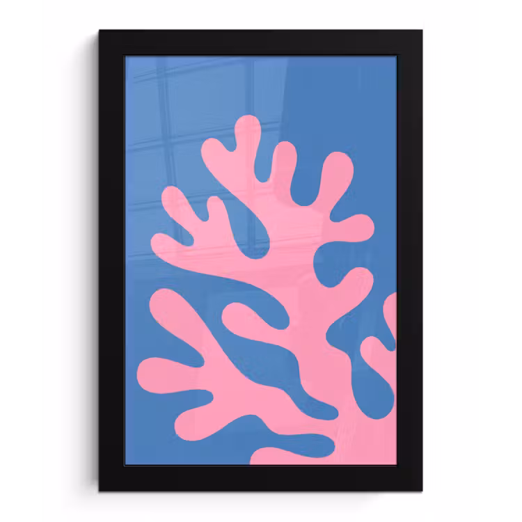 Abstract - Vormen - Roze - Blauw fotolijst zwart zonder passe partout klein -3d