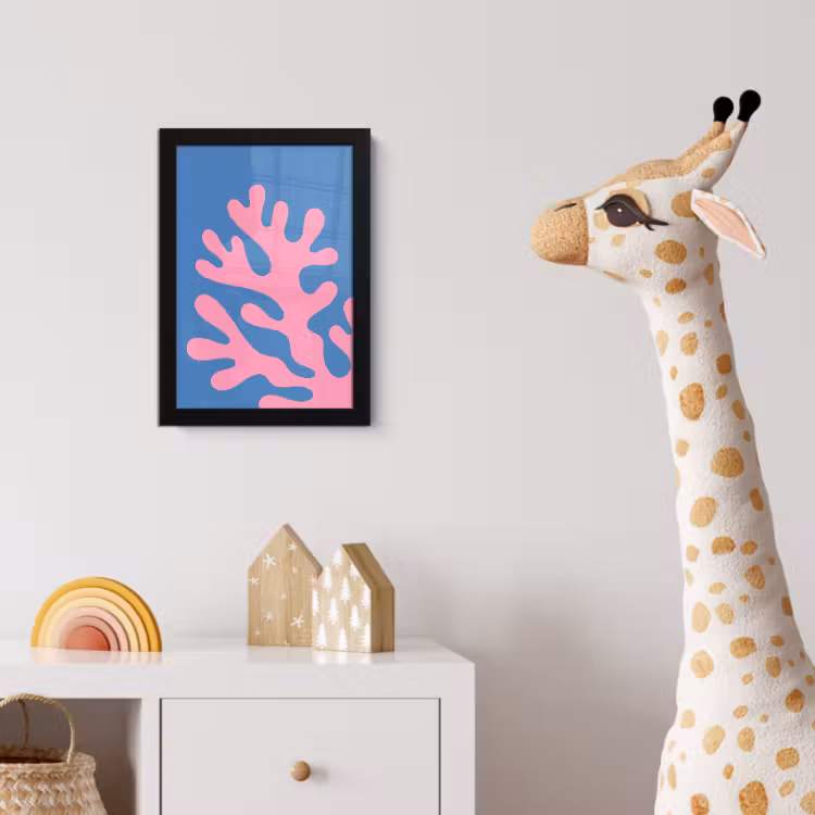 Abstract - Vormen - Roze - Blauw fotolijst zwart zonder passe partout klein -usfeer4_kinderkamer
