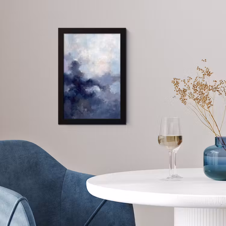 Abstract - Wolken - Modern - Blauw - Kunst fotolijst zwart zonder passe partout klein -sfeer4