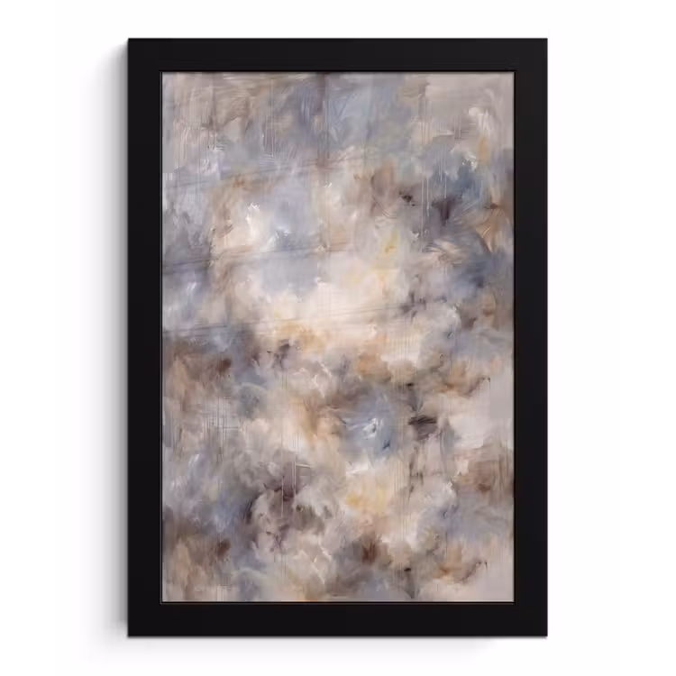 Abstract - Wolken - Sfeervol - Beige - Grijs fotolijst zwart zonder passe partout klein -3d