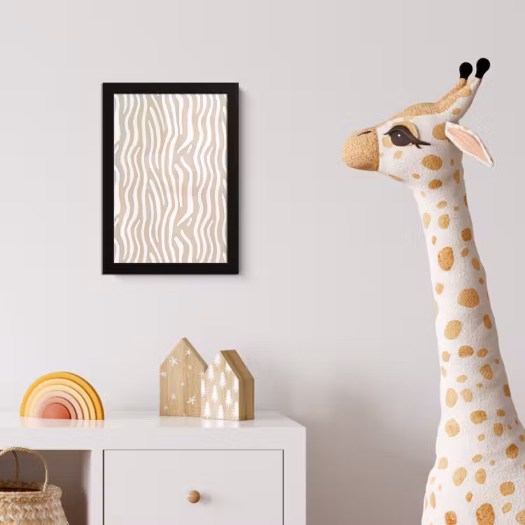 Abstract - Zebra - Beige fotolijst zwart zonder passe partout klein 224 -usfeer4_kinderkamer