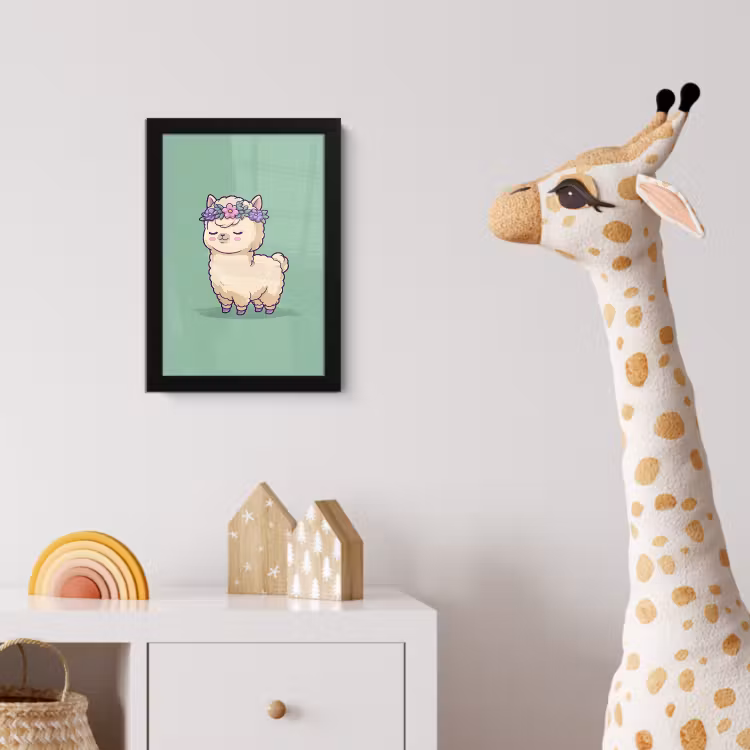 Alpaca - Groen - Bloemendiadeem fotolijst zwart zonder passe partout klein -usfeer4_kinderkamer