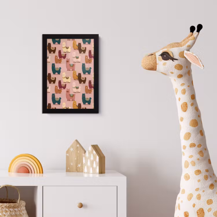 Alpaca's - Patroon - Kleurrijk fotolijst zwart zonder passe partout klein 224 -usfeer4_kinderkamer