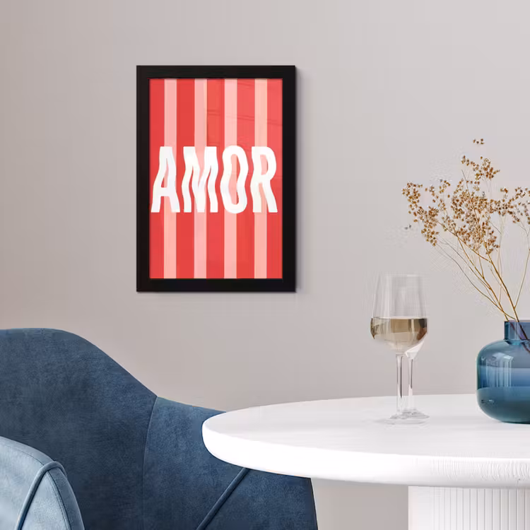 Amor - Strepen - Rood - Roze fotolijst zwart zonder passe partout klein -sfeer4