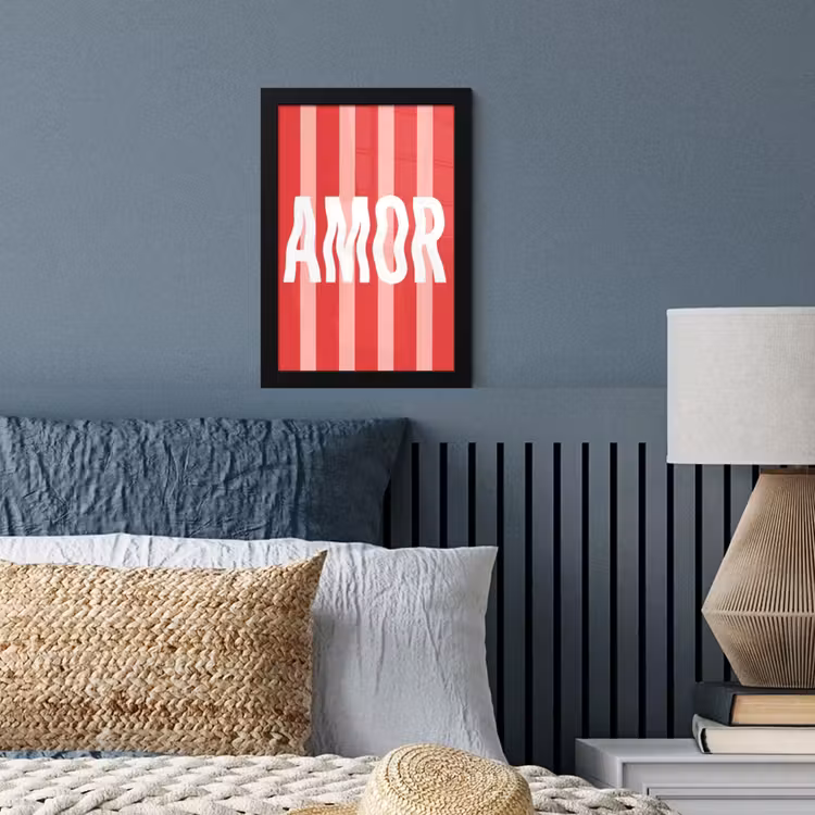 Amor - Strepen - Rood - Roze fotolijst zwart zonder passe partout klein -sfeer3