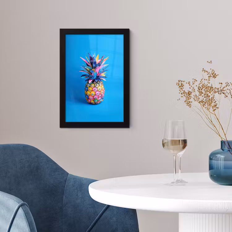 Ananas - Blauw - Tropisch - Vrolijk fotolijst zwart zonder passe partout klein -sfeer4