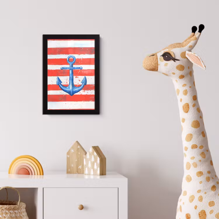 Anker - Verfspatten - Rood - Blauw fotolijst zwart zonder passe partout klein -usfeer4_kinderkamer