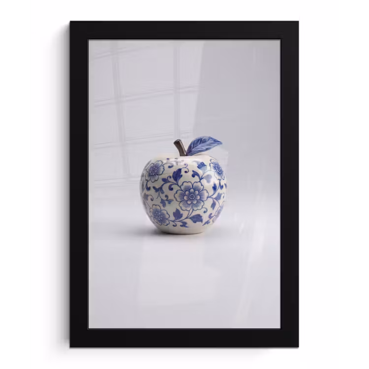 Appel - Blauw - Klassiek fotolijst zwart zonder passe partout klein -3d