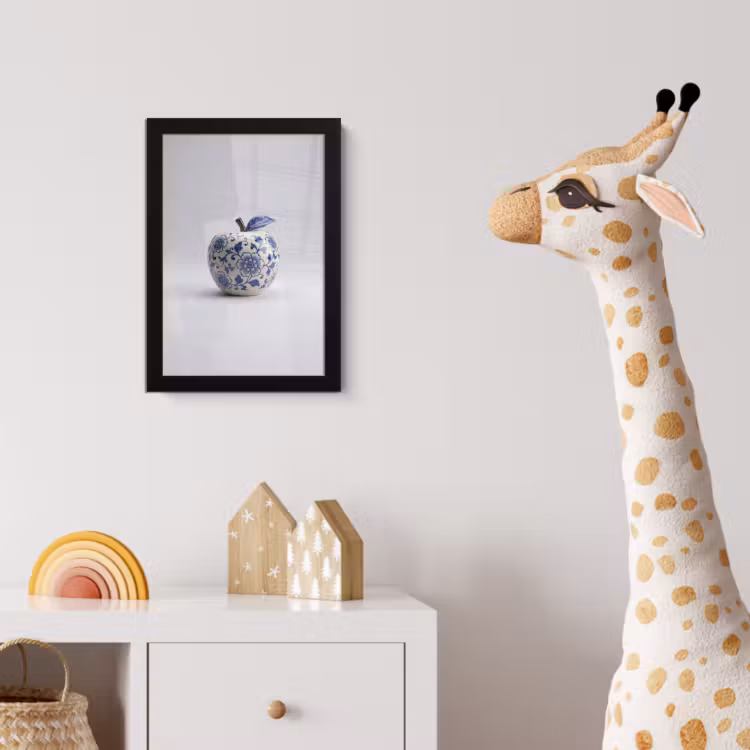 Appel - Blauw - Klassiek fotolijst zwart zonder passe partout klein -usfeer4_kinderkamer