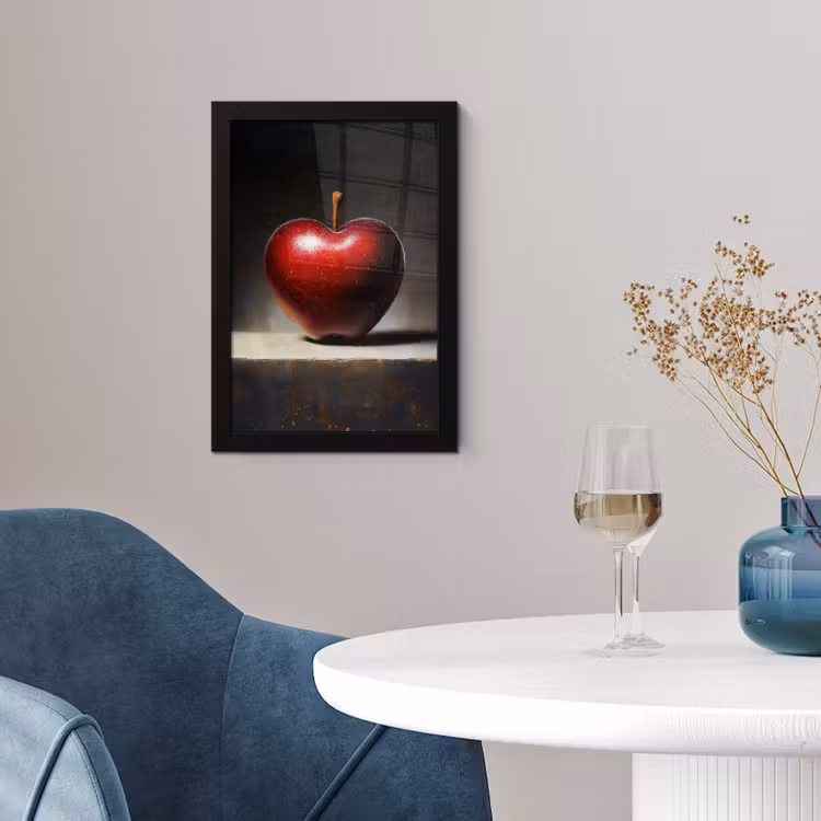 Apple - Hart - Rood fotolijst zwart zonder passe partout klein -sfeer4