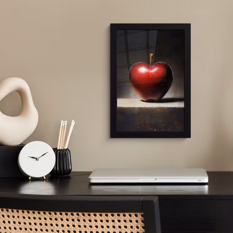 Apple - Hart - Rood fotolijst zwart zonder passe partout klein -sfeer1