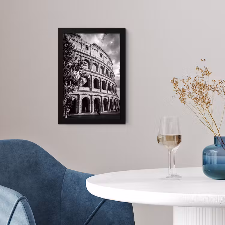 Architectuur - Colosseum - Rome - Historisch - Zwart-wit fotolijst zwart zonder passe partout klein -sfeer4