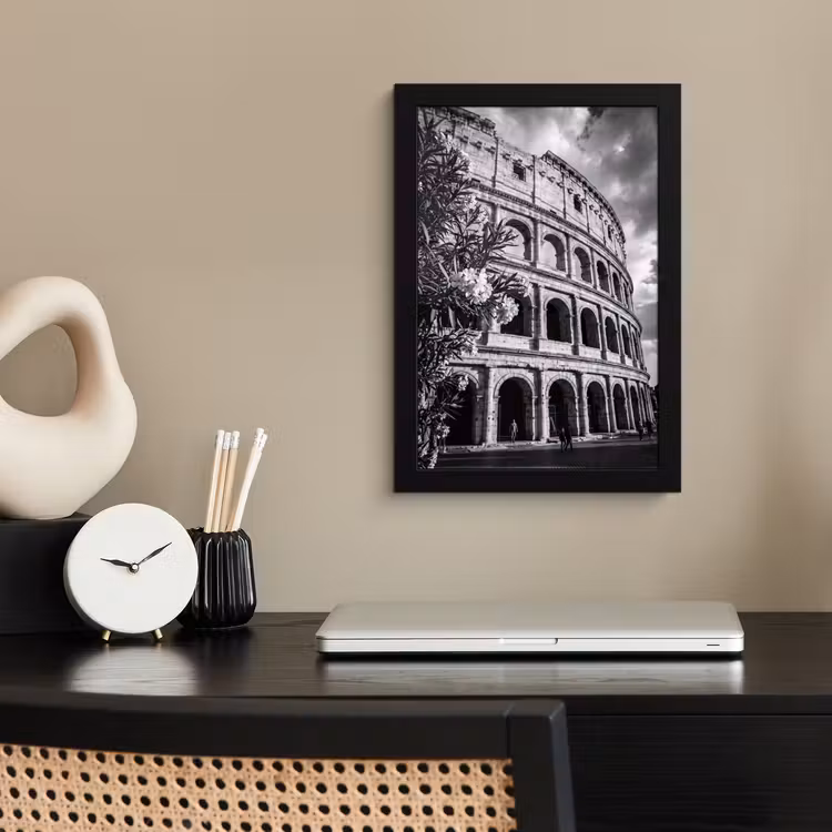 Architectuur - Colosseum - Rome - Historisch - Zwart-wit fotolijst zwart zonder passe partout klein -sfeer1