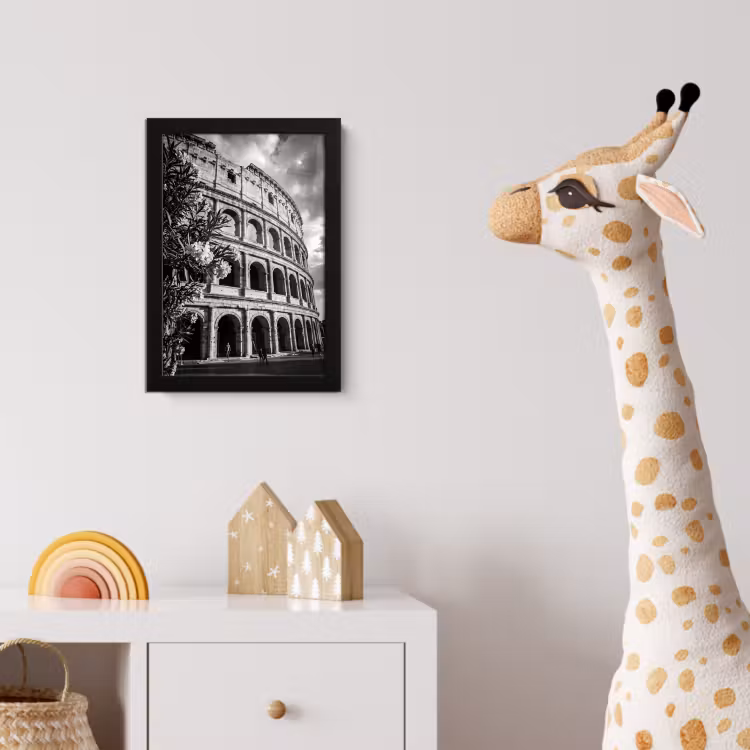 Architectuur - Colosseum - Rome - Historisch - Zwart-wit fotolijst zwart zonder passe partout klein -usfeer4_kinderkamer