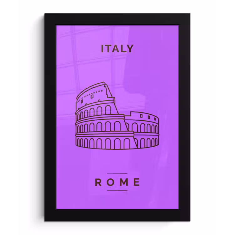 Architectuur - Colosseum - Rome - Minimalistisch - Paars fotolijst zwart zonder passe partout klein -3d