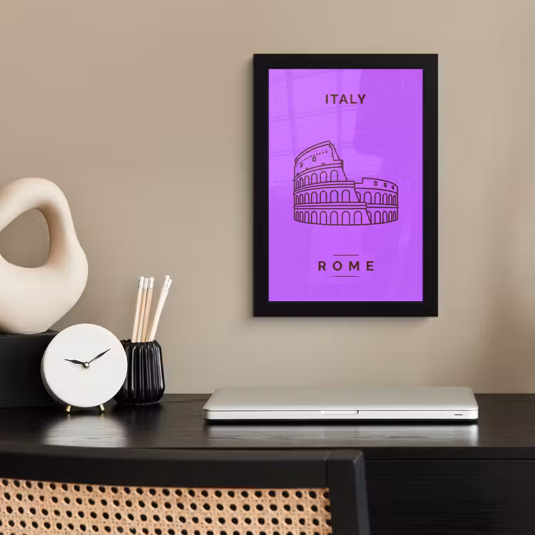Architectuur - Colosseum - Rome - Minimalistisch - Paars fotolijst zwart zonder passe partout klein -sfeer1