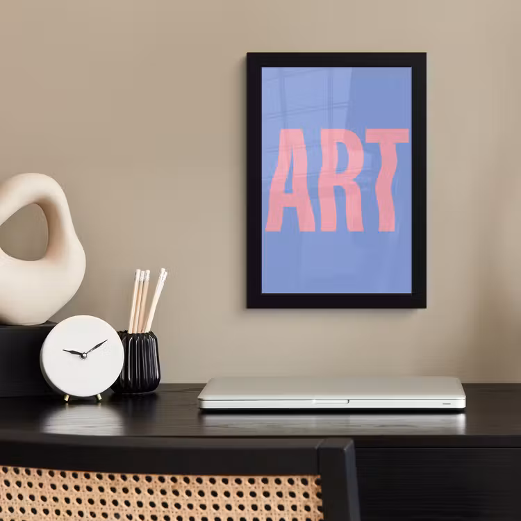 Art - Roze - Blauw fotolijst zwart zonder passe partout klein -sfeer1