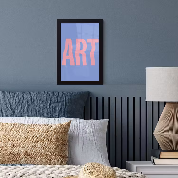Art - Roze - Blauw fotolijst zwart zonder passe partout klein -sfeer3