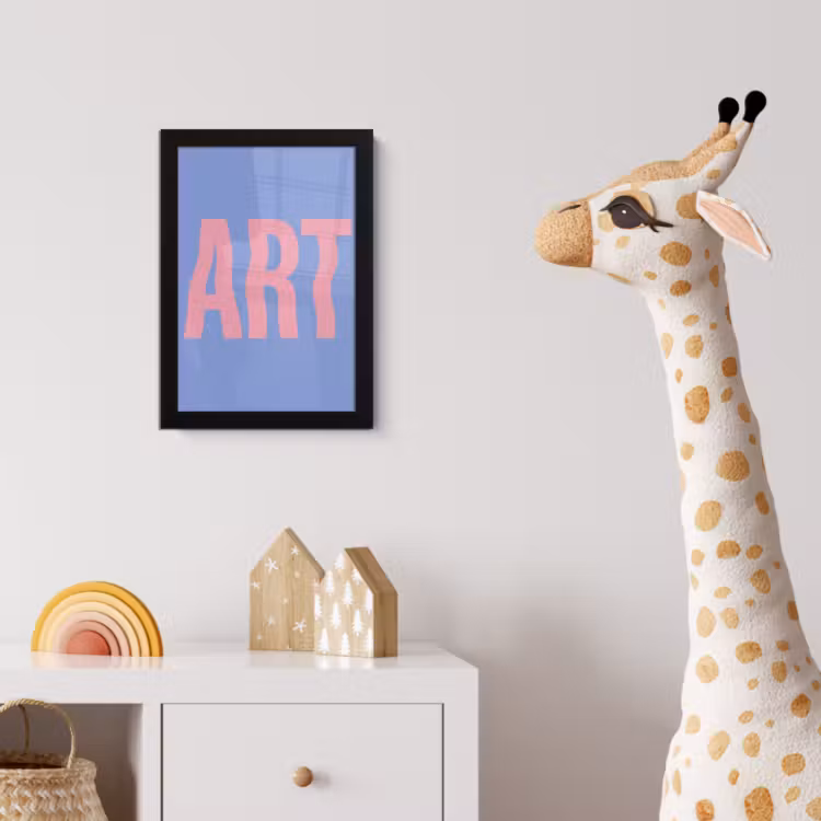 Art - Roze - Blauw fotolijst zwart zonder passe partout klein -usfeer4_kinderkamer