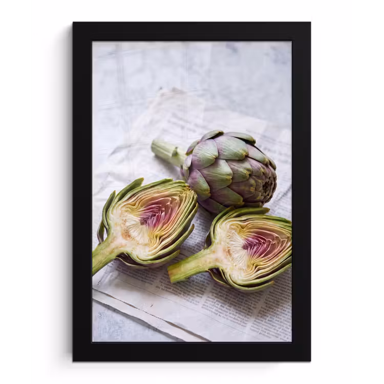Poster met lijst - Artisjok - Doorgesneden - Eten - Artisjok - Doorgesneden - Eten fotolijst zwart zonder passe partout klein