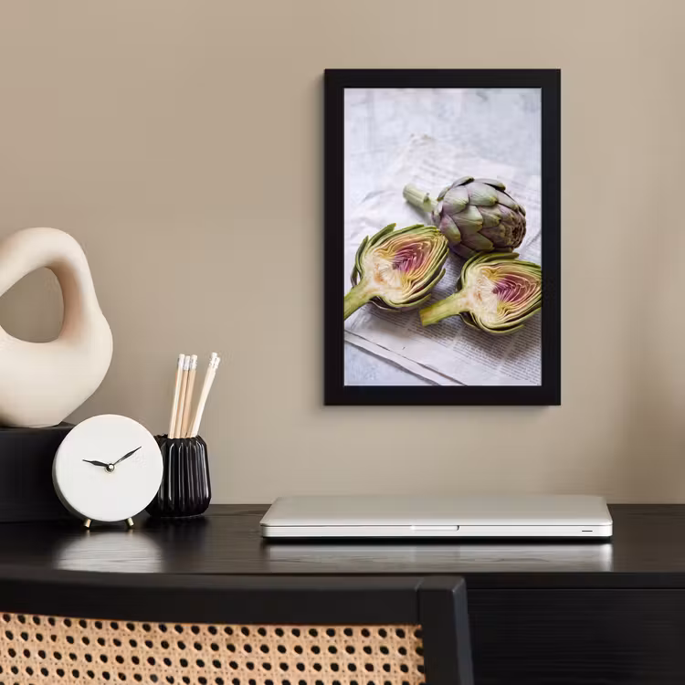 Poster met lijst - Artisjok - Doorgesneden - Eten - Artisjok - Doorgesneden - Eten fotolijst zwart zonder passe partout klein