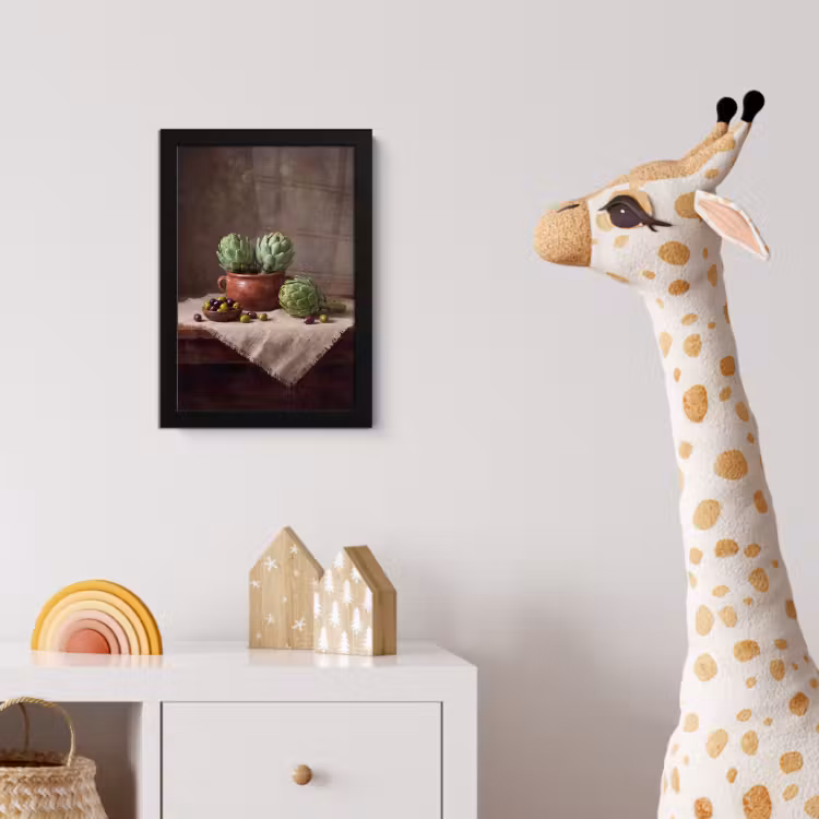 Poster met lijst - Artisjokken - Olijven - Eten - Artisjokken - Olijven - Eten fotolijst zwart zonder passe partout klein