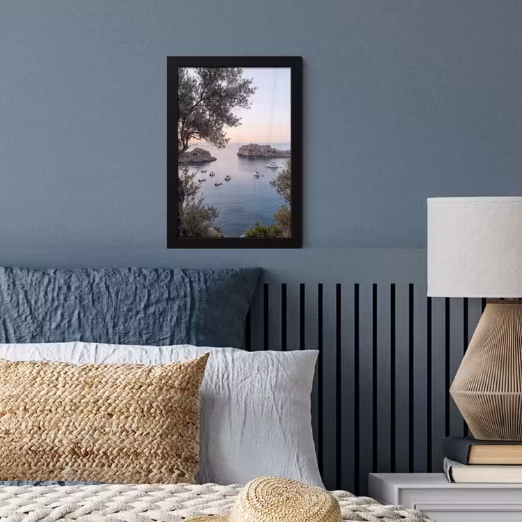 Poster met lijst - Baai - boten - zonsondergang - Baai - boten - zonsondergang fotolijst zwart zonder passe partout klein