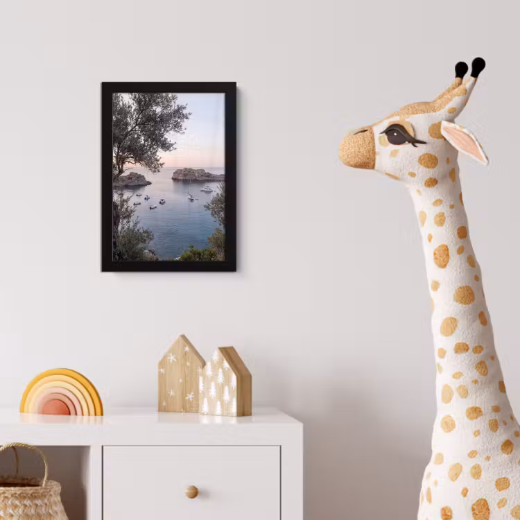 Poster met lijst - Baai - boten - zonsondergang - Baai - boten - zonsondergang fotolijst zwart zonder passe partout klein