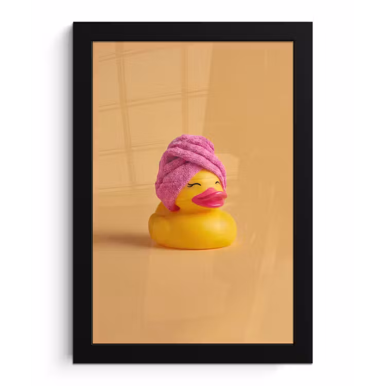 Badeend - Handdoek - Kleurrijk fotolijst zwart zonder passe partout klein -3d