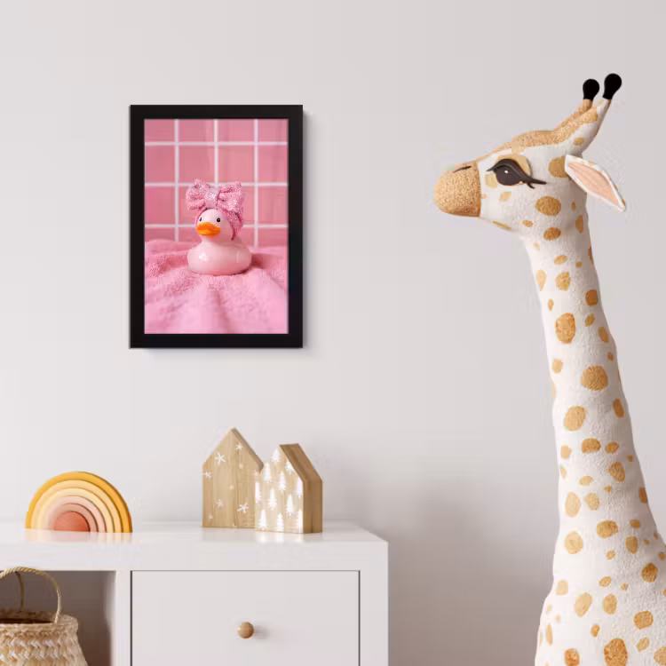 Badeend -Strik - Roze fotolijst zwart zonder passe partout klein -usfeer4_kinderkamer